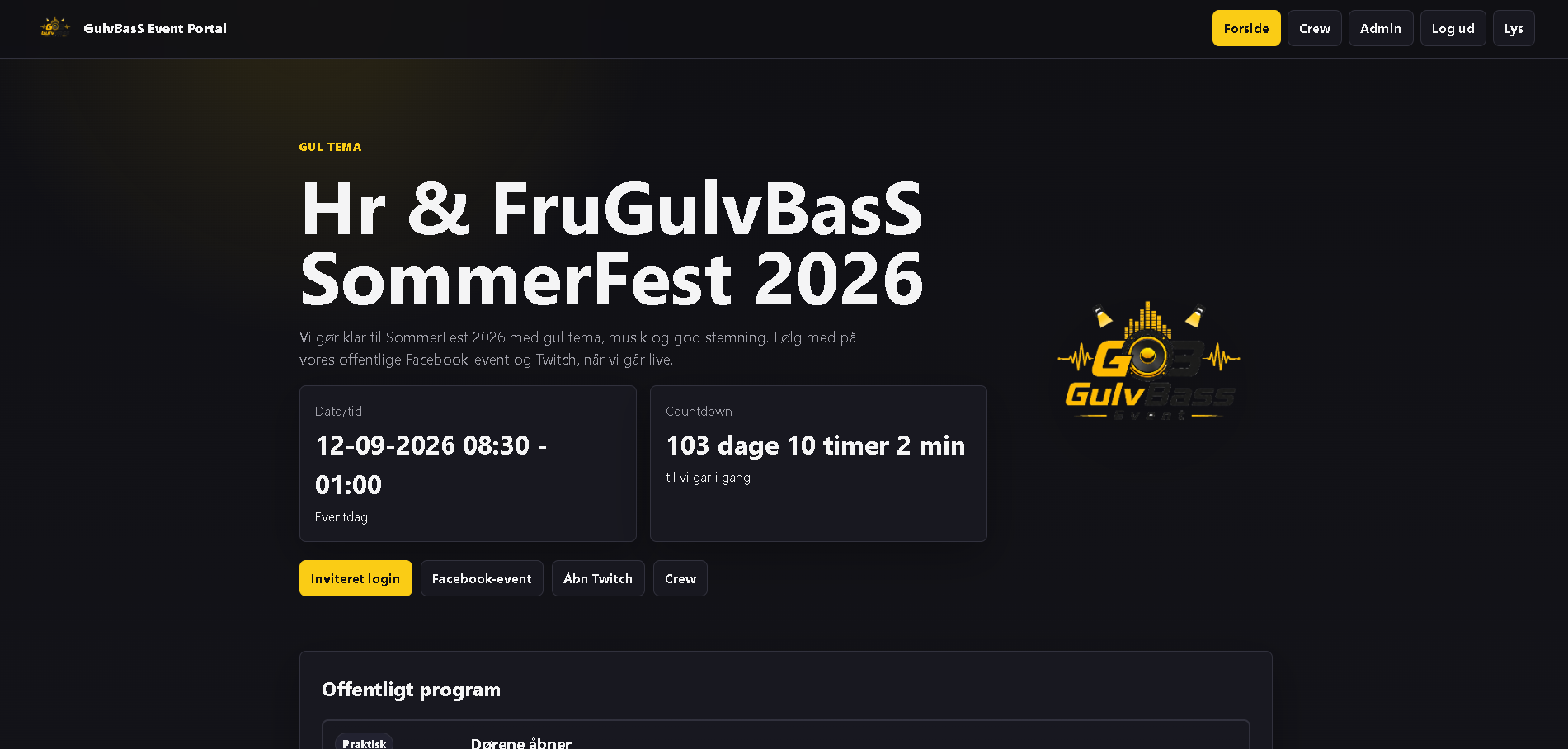 GulvBasS Event Portal – SommerFest 2026